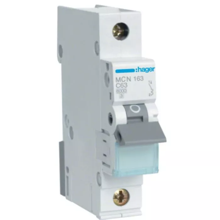 Автоматический выключатель Hager MCN163 In=63 А, 1п, С, 6 kA, 1м