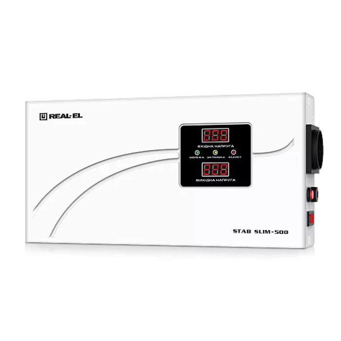 Стабілізатор напруги REAL-EL STAB SLIM-500 white Стабілізатор напруги REAL-EL STAB SLIM-500 white