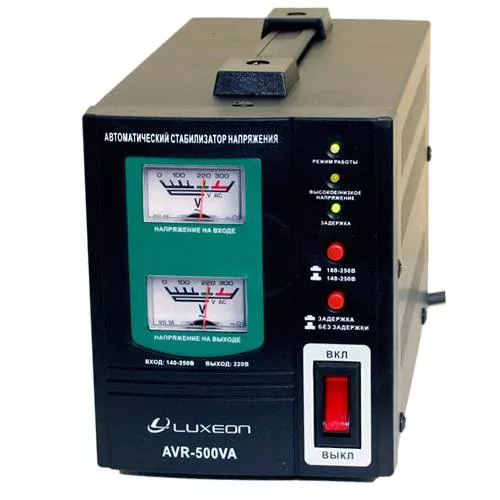 Релейный однофазный стабилизатор напряжения LUXEON AVR-500 VA black