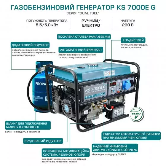 Газобензиновый генератор Könner&Söhnen KS 7000E G