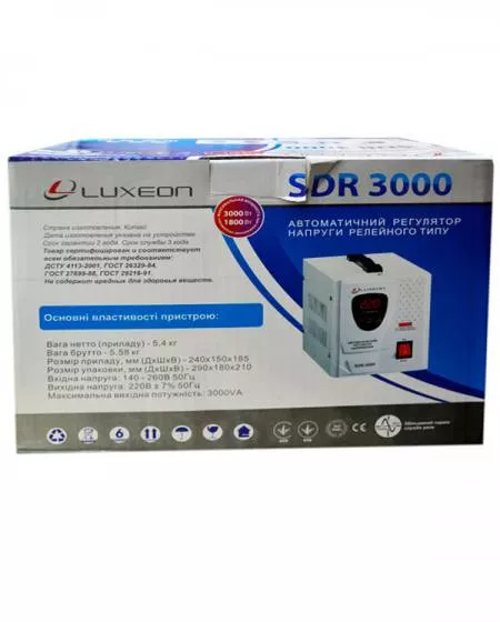 Релейный однофазный стабилизатор напряжения LUXEON SDR-3000