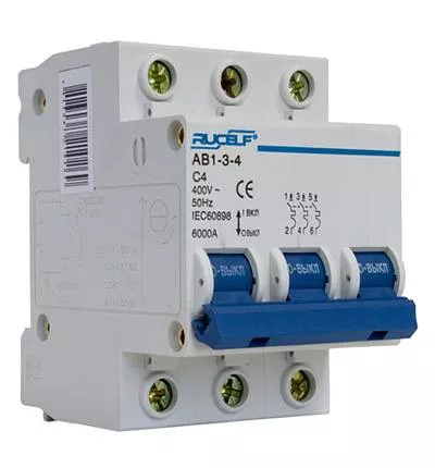 Автоматический выключатель RUCELF AB1-3P(4А, 6А)